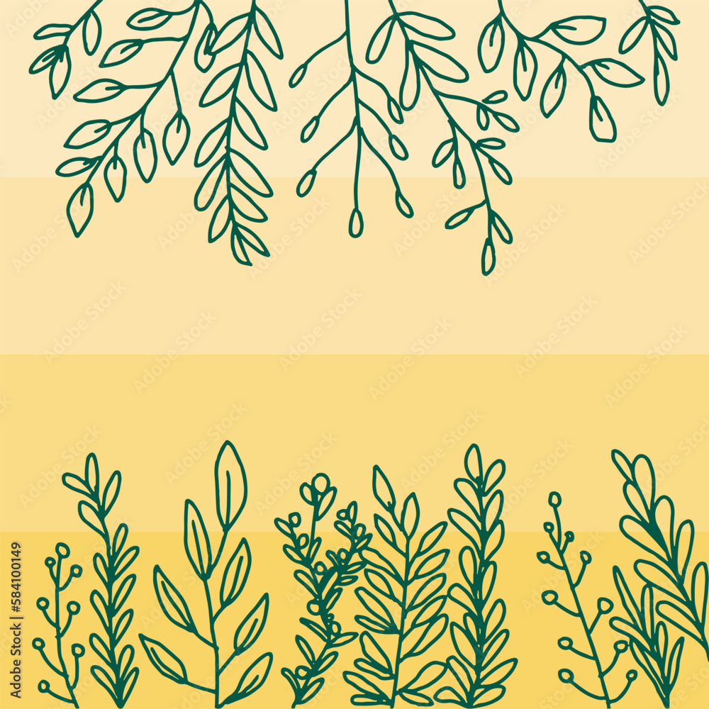 Naklejka premium green ornament botanical hand drawn 