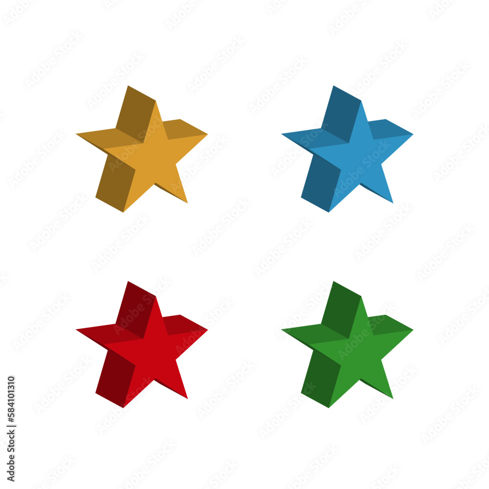 3d colorful stars. Volumetric geometric shapes of a star. Vector illustration. 3d colorful stars. Volumetric geometric shapes of a star. Vector illustration.