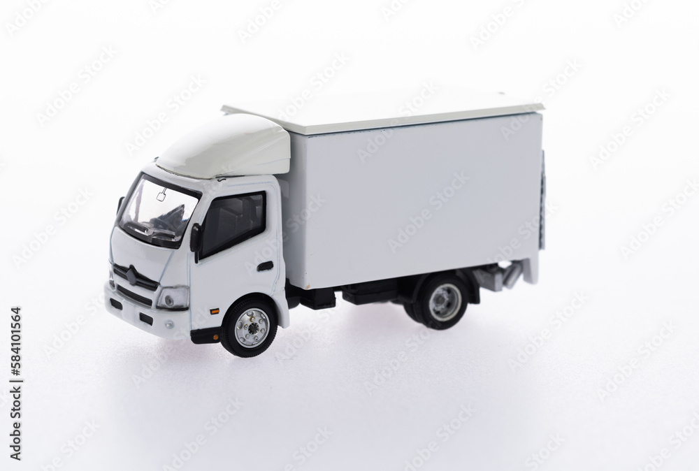 White delivery truck on white background