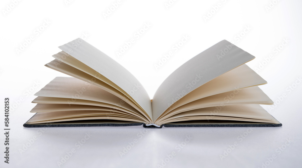 Open book on white background Open book on white background
