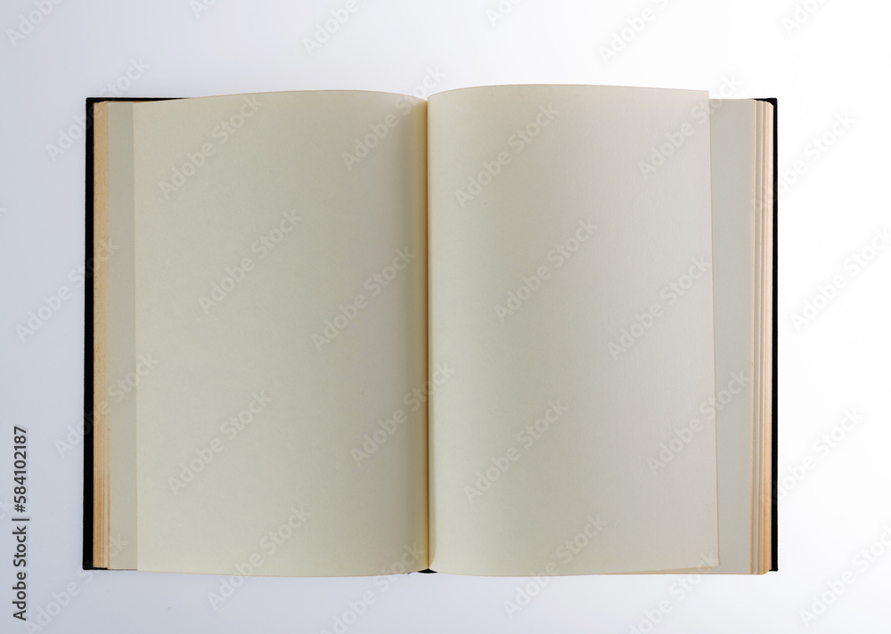 Open book on white background