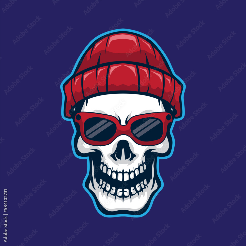 Skull smoke with beanie and glasses