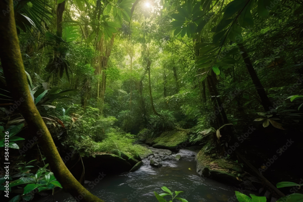 Obraz premium Lively Rainforest made with generative ai