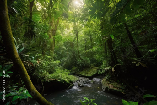 Lively Rainforest made with generative ai
