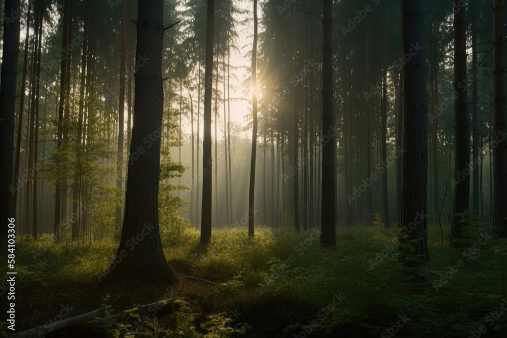 Obraz premium Forest at Dawn made with generative ai