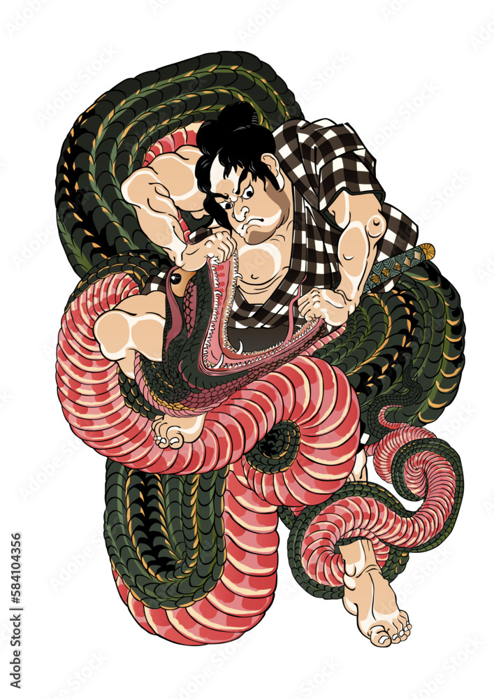 Obraz premium 本朝水滸傳剛勇八百人一個 鷺池平九郎 その3