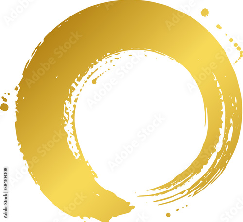墨で描いた丸_金色_ベクターイラスト