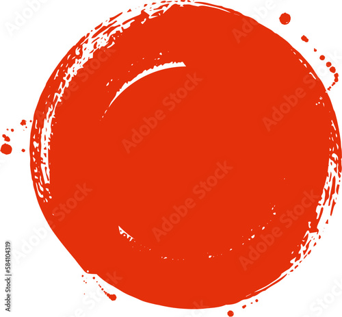 墨で描いた丸_朱色_ベクターイラスト