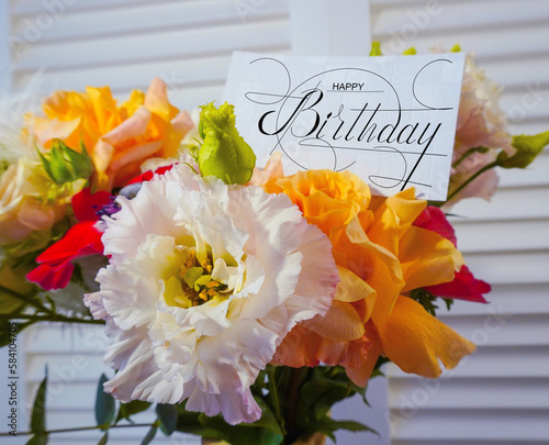 Canvas Print postcard , Internet banner  with a birthday greeting, with the inscription - hap