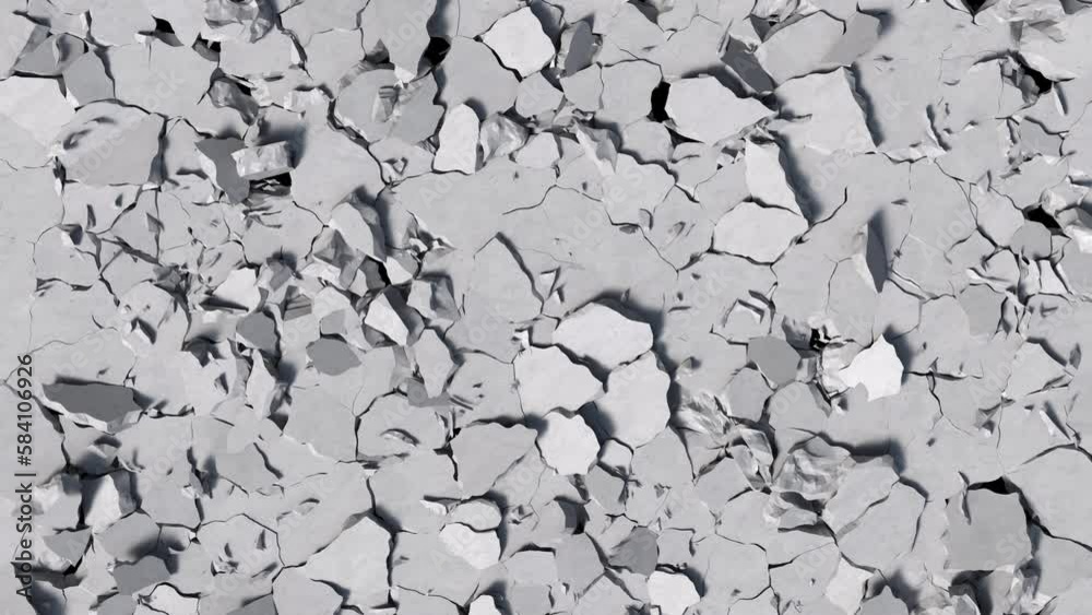 ground continues destructions on the floor.4k animation render with alpha channel.