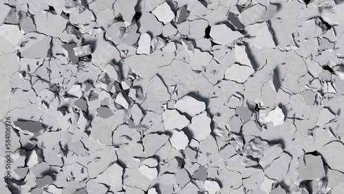 ground continues destructions on the floor.4k animation render with alpha channel.