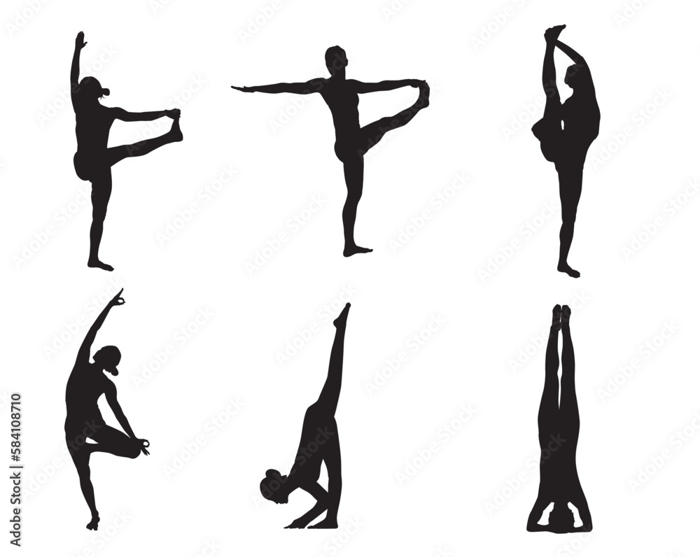 silhouettes of ballet dancers yoga
