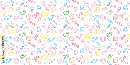 stationery pattern hand drawn, doodle, children pattern, back to school