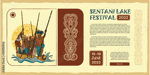 Sentani Festival Papua hand drawn illustration