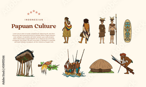 Isolated Papua culture hand drawn illustration