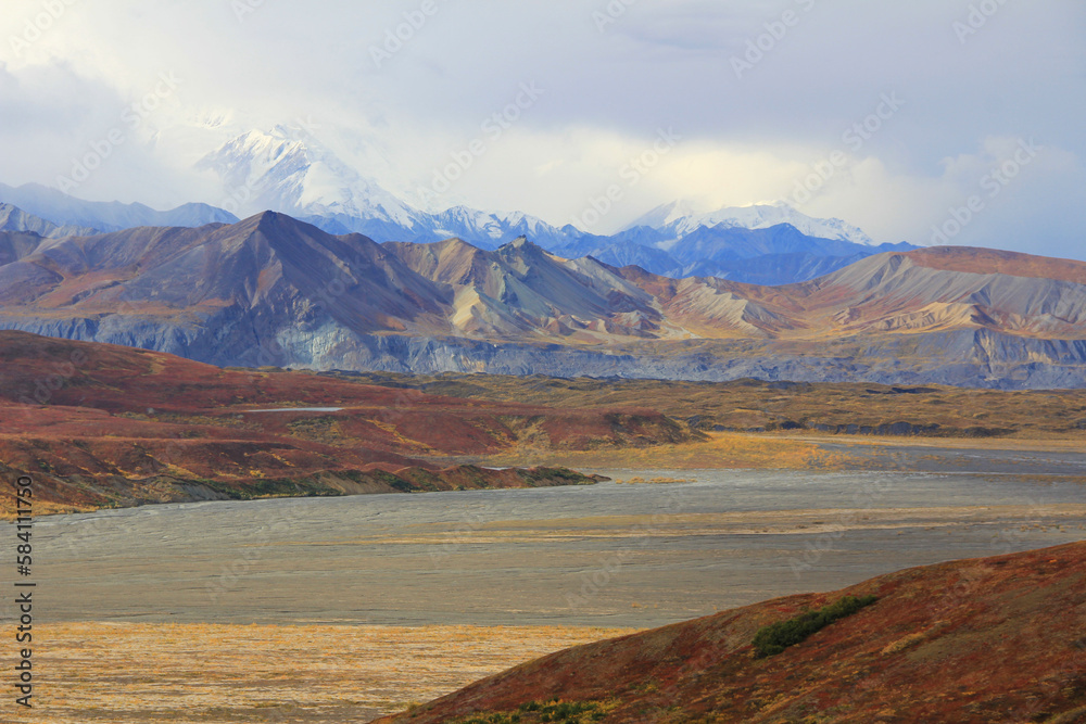 autumn landscape in the mountains in Alaska autumn landscape in the mountains in Alaska