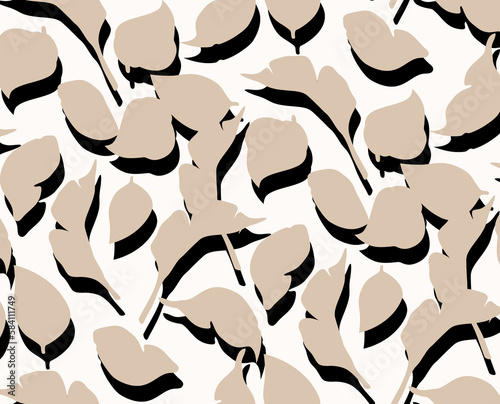 Seamless geometric leaves pattern. Modern three dimensional print.