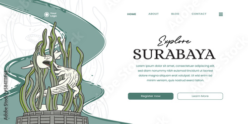 Indonesian Surabaya landmark landing pages concept template background photo