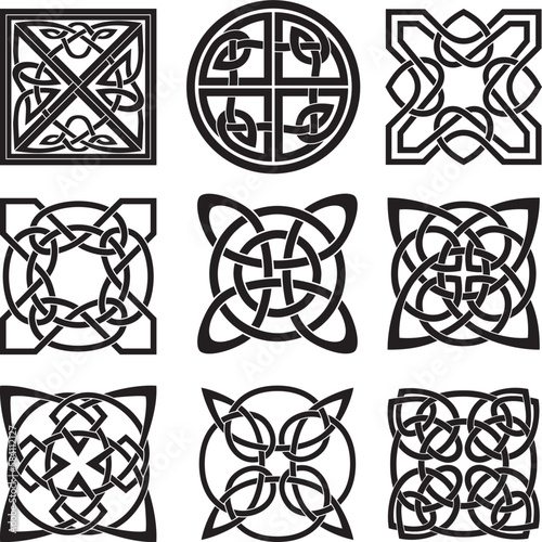 Vector gold and red celtic knot. Ornament of ancient European peoples. The sign and symbol of the Irish, Scots, Britons, Franks.