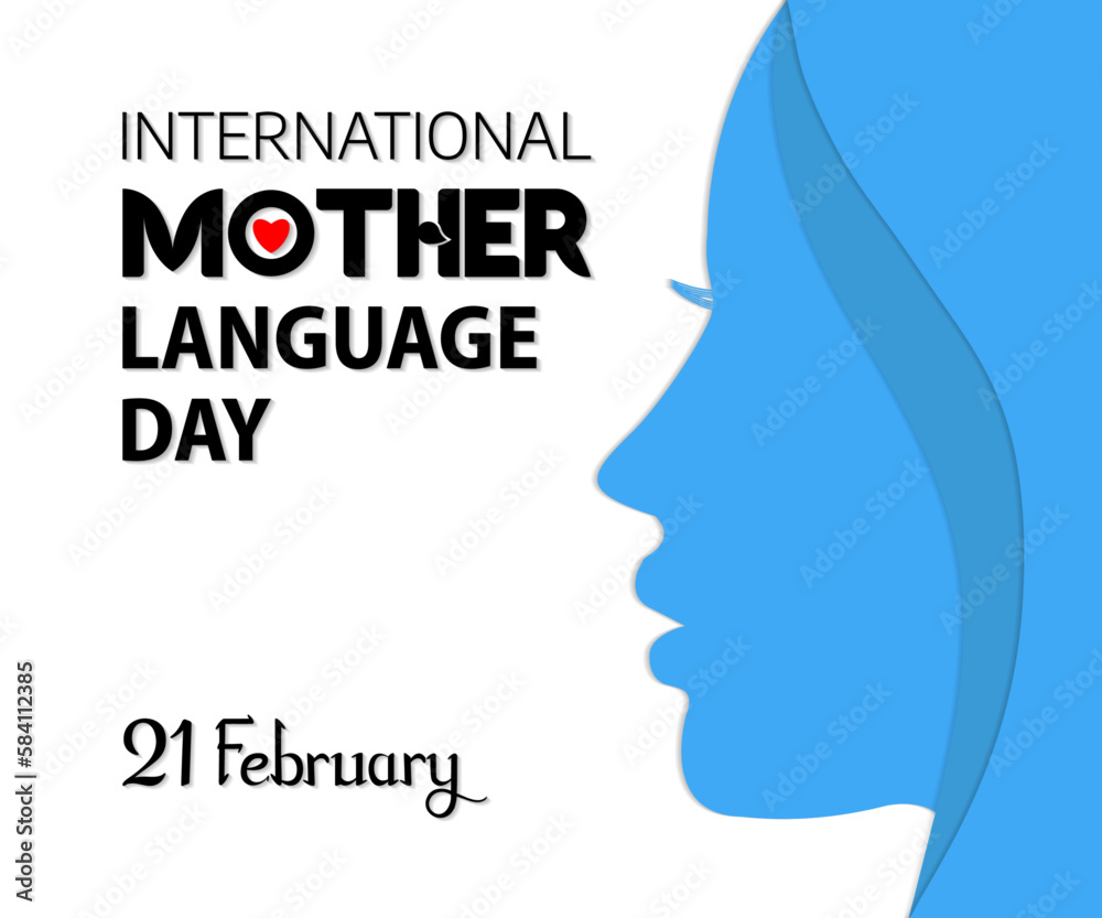 International Mother Language Day on February 21 Social Media Post Design, Banner, Flyer, Background, Card, Poster, Heart shape.