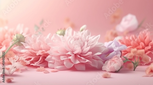Pink Pastel Floral Background, Mothers Day Flower Graphic Background with Light Colors, Pretty in Pink - Generative AI