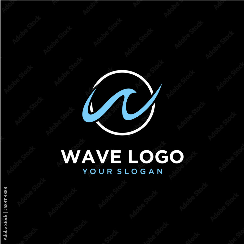 vector letter w logo design with waves Stock Vector | Adobe Stock