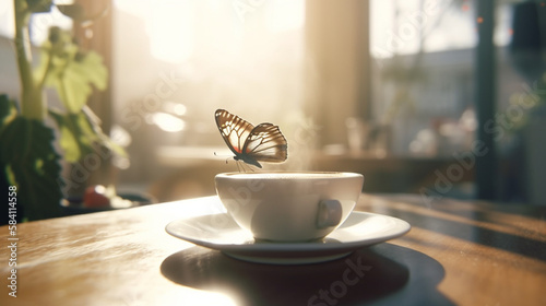 butterfly and coffe