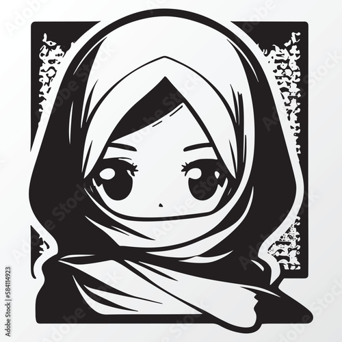 A sketch of a hijab girl character