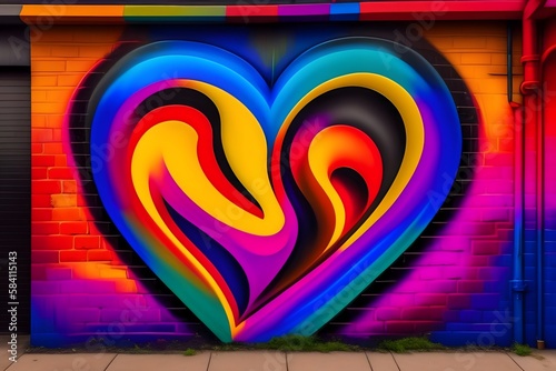 Rendering of "Vibrant Graffiti Heart: A Bold Symbol of Love". Generative AI. 