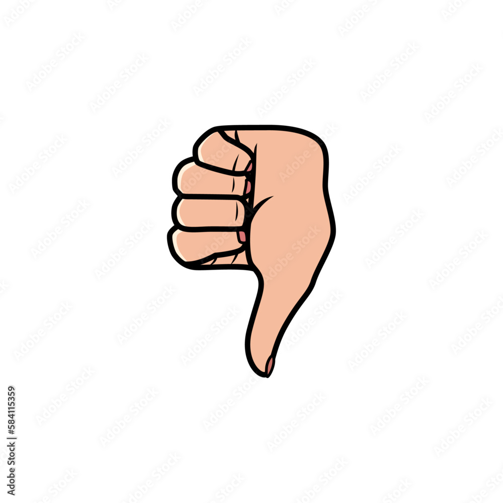 Thumb Down Hand Sign Isolated on a white background. Icon Vector Illustration. Thumb Down Hand Sign Isolated on a white background. Icon Vector Illustration.