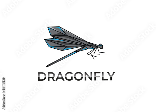 simple geometric robot dragonfly logo, modern icon vector design