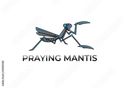 simple geometric praying mantis robot logo, modern icon vector design