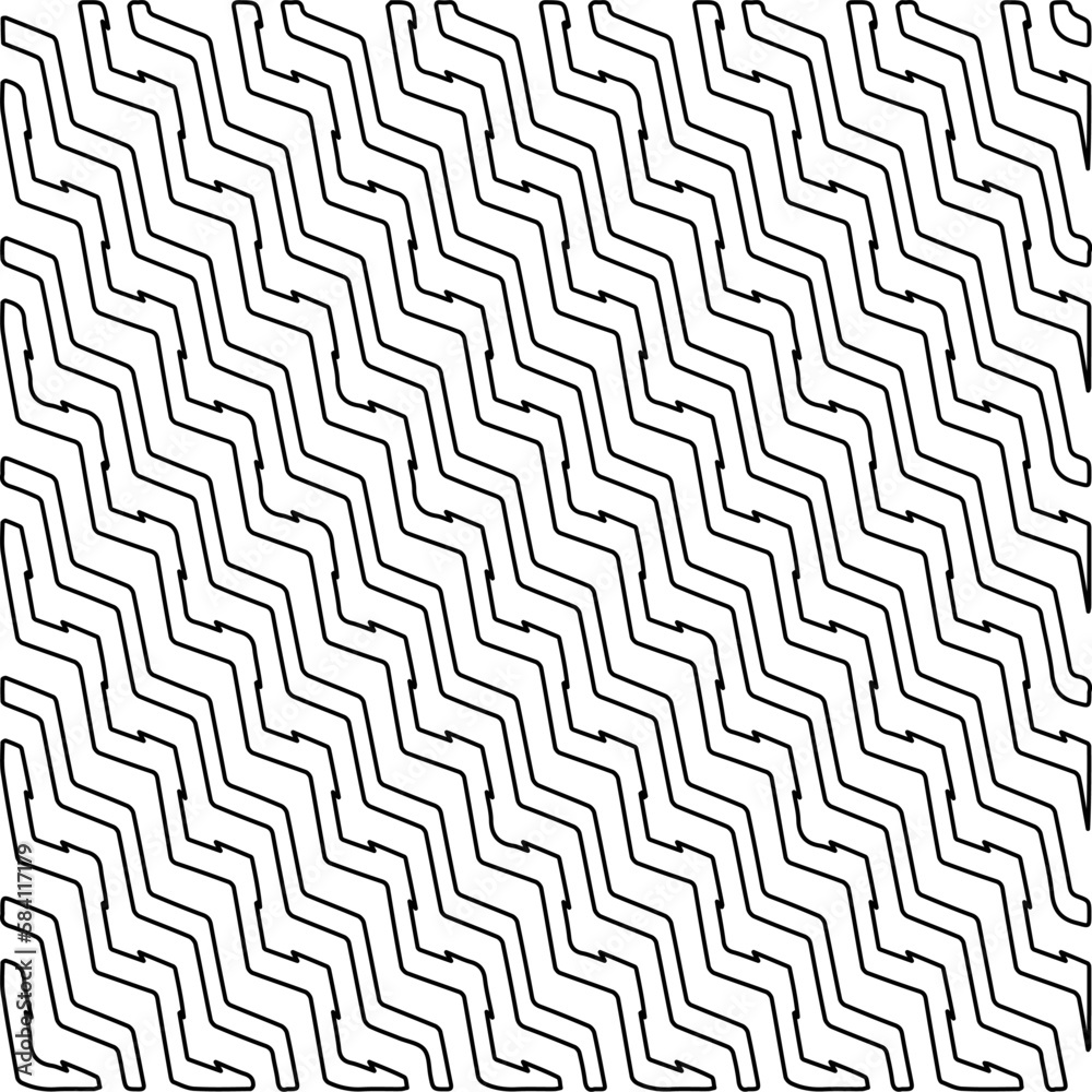 Monochrome ornamental texture with smooth linear shapes, zigzag lines, lace pattern.Abstract geometric black and white pattern for web page, textures, card, poster, fabric, textile. Monochrome ornamental texture with smooth linear shapes, zigzag lines, lace pattern.Abstract geometric black and white pattern for web page, textures, card, poster, fabric, textile.