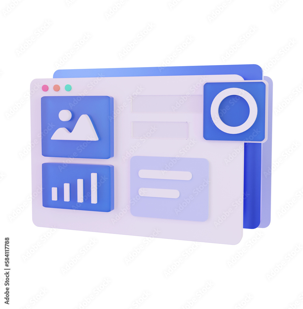 Website and user interface dashboard 3d rendering illustration Website and user interface dashboard 3d rendering illustration
