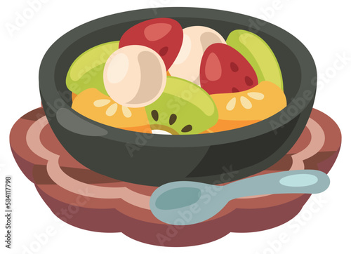 フルーツポンチのイラスト_コロンとかわいいシンプルお料理ベクターイラスト