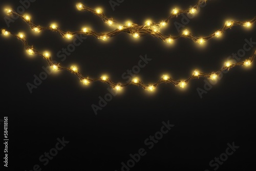Glowing Yellow LED on a Black Background, Futuristic Yellow LED Illumination on a Dark Background