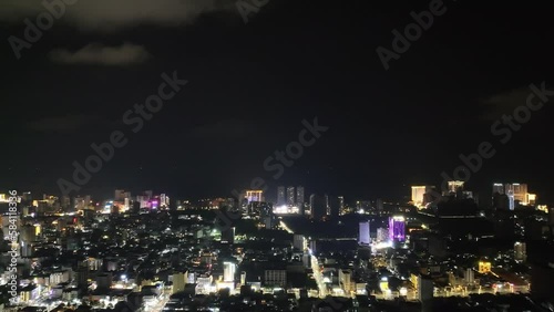 Wallpaper Mural Night sky over the city of Sihanoukville, Cambodia, illuminated by beautiful lights taken by a drone Torontodigital.ca
