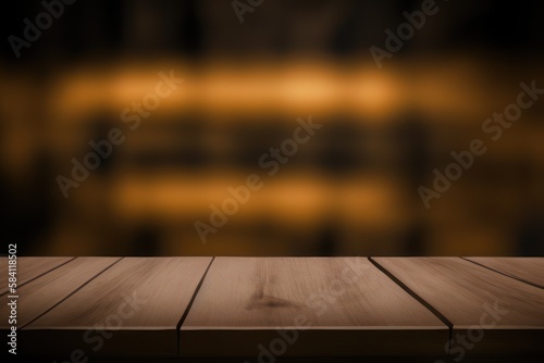 wooden floor on brown background, wood planks stage for product display © shital