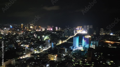 Wallpaper Mural Night sky over the city of Sihanoukville, Cambodia, illuminated by beautiful lights taken by a drone Torontodigital.ca