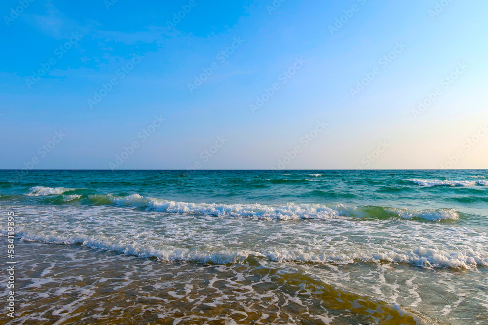 Beach with wave and blue sea water background Beach with wave and blue sea water background