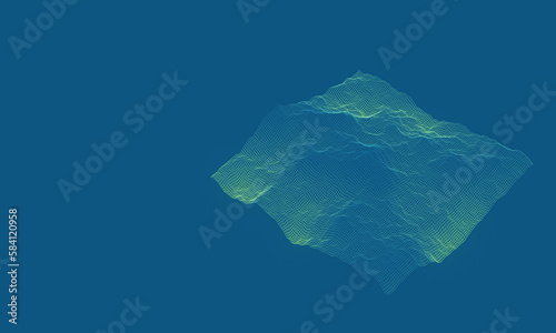 3D topographic mountain grid wireframe. Holographic terrain. © Kavik