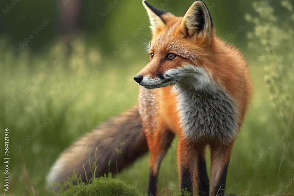 Red fox (Vulpes vulpes) in its natural habitat. Generative AI Red fox (Vulpes vulpes) in its natural habitat. Generative AI