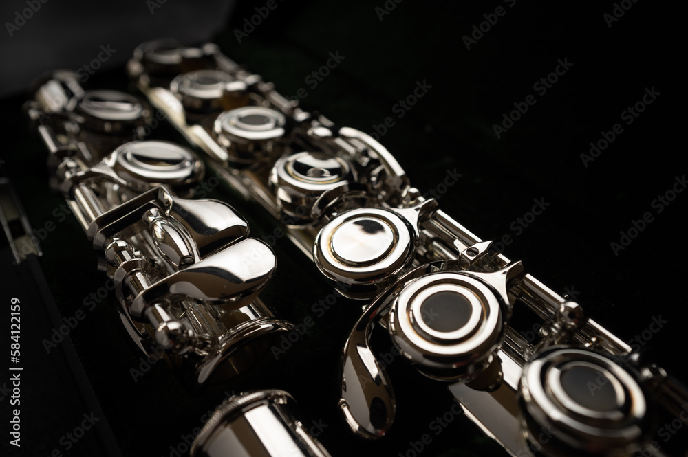 Fototapeta premium Close shot of a high quality metal alloy flute