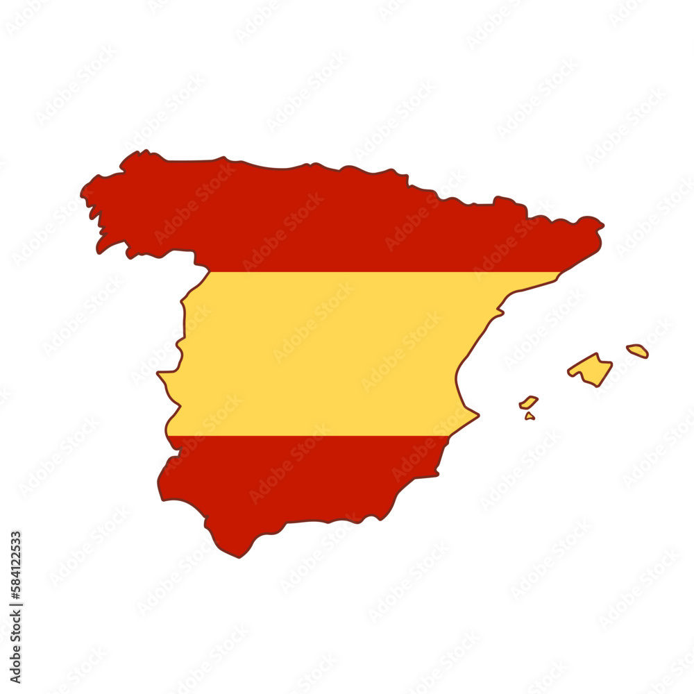 Spain map with flag icon, vector isolated illustration Spain map with flag icon, vector isolated illustration