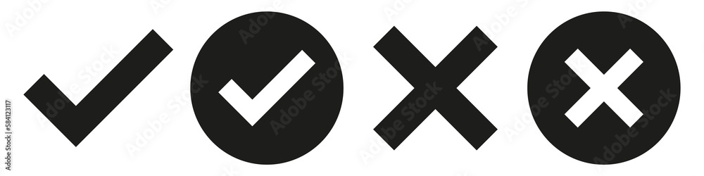 Check mark and cross mark button on transparent background. flat icon set, Transparent Png