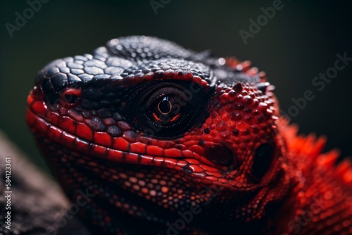 close up of a red lizard