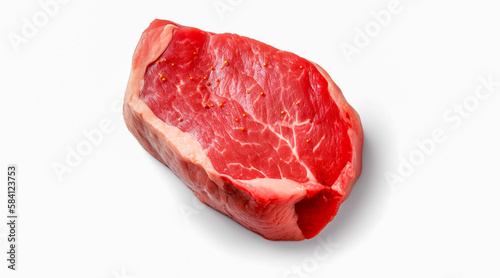 fresh raw beef steak isolated on white background. Generative AI