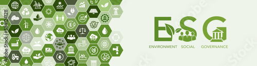 Fotografie, Tablou ESG Icon Banner - Environment, Society and Governance environmental concept soci