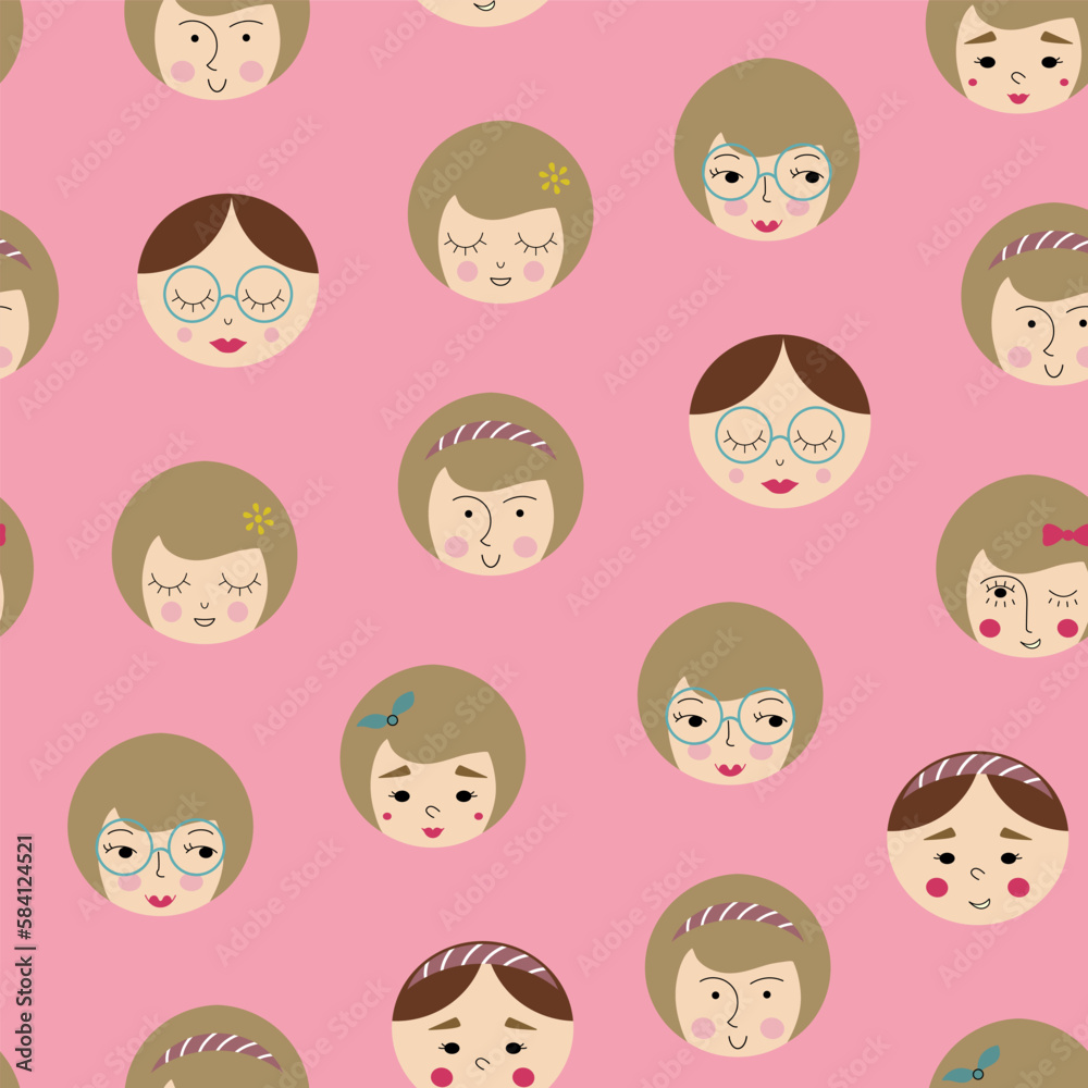 Feminine look, abstract personage, mascot design, funny face, cute icon. Feminine look, abstract personage, mascot design, funny face, cute icon.