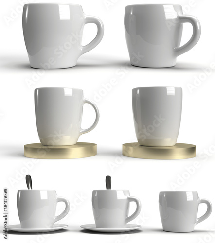 Various ceramic coffee mugs. A large mockup selection / transparent and high resolution - ideal for text, logo or image.